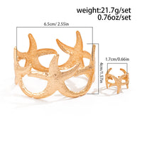 Thumbnail for Boho Gold Silver Plated Starfish Open Ring Bangle Bracelet Set