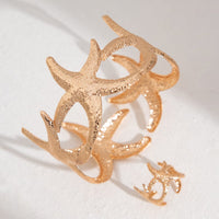 Thumbnail for Boho Gold Silver Plated Starfish Open Ring Bangle Bracelet Set