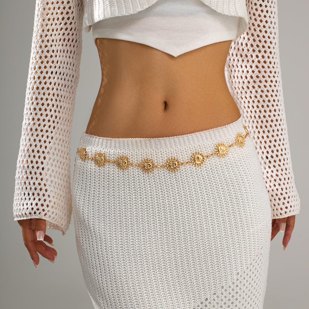 Boho Gold Silver Plated Sun Moon Waist Chain