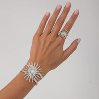 Thumbnail for Boho Gold Silver Plated Sun Open Ring Bangle Bracelet Set - ArtGalleryZen