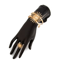 Thumbnail for Boho Gold Silver Plated Sun Open Ring Bangle Bracelet Set - ArtGalleryZen