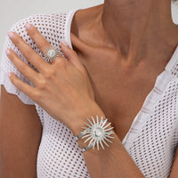 Thumbnail for Boho Gold Silver Plated Sun Open Ring Bangle Bracelet Set - ArtGalleryZen