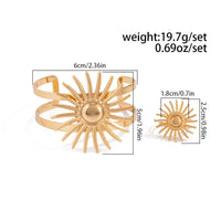 Thumbnail for Boho Gold Silver Plated Sun Open Ring Bangle Bracelet Set - ArtGalleryZen