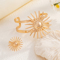 Thumbnail for Boho Gold Silver Plated Sun Open Ring Bangle Bracelet Set - ArtGalleryZen