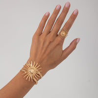 Thumbnail for Boho Gold Silver Plated Sun Open Ring Bangle Bracelet Set - ArtGalleryZen