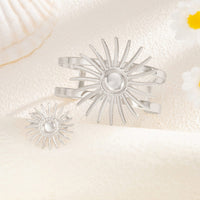 Thumbnail for Boho Gold Silver Plated Sun Open Ring Bangle Bracelet Set - ArtGalleryZen