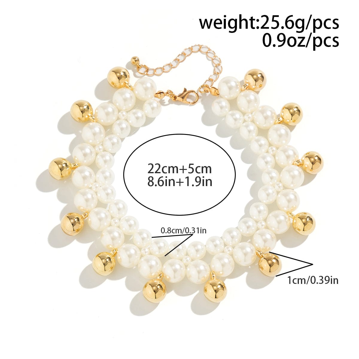 Boho Gold Silver Tone Ball Tassel Pearl Chain Anklet - ArtGalleryZen