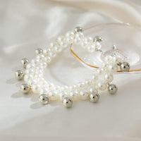 Thumbnail for Boho Gold Silver Tone Ball Tassel Pearl Chain Anklet