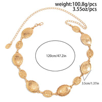 Thumbnail for Boho Gold Silver Tone Carved Flower Oval Disk Waist Chain - ArtGalleryZen