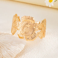 Thumbnail for Boho Gold Silver Tone Chunky Flower Bangle Bracelet - ArtGalleryZen