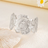 Thumbnail for Boho Gold Silver Tone Chunky Flower Bangle Bracelet - ArtGalleryZen