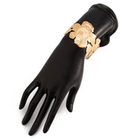 Thumbnail for Boho Gold Silver Tone Chunky Flower Bangle Bracelet - ArtGalleryZen