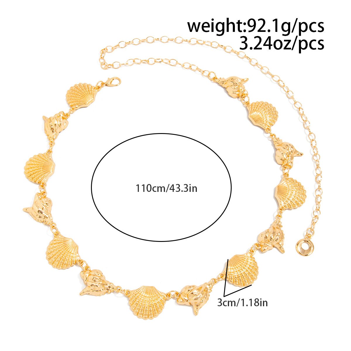 Boho Gold Silver Tone Conch Shell Waist Chain - ArtGalleryZen