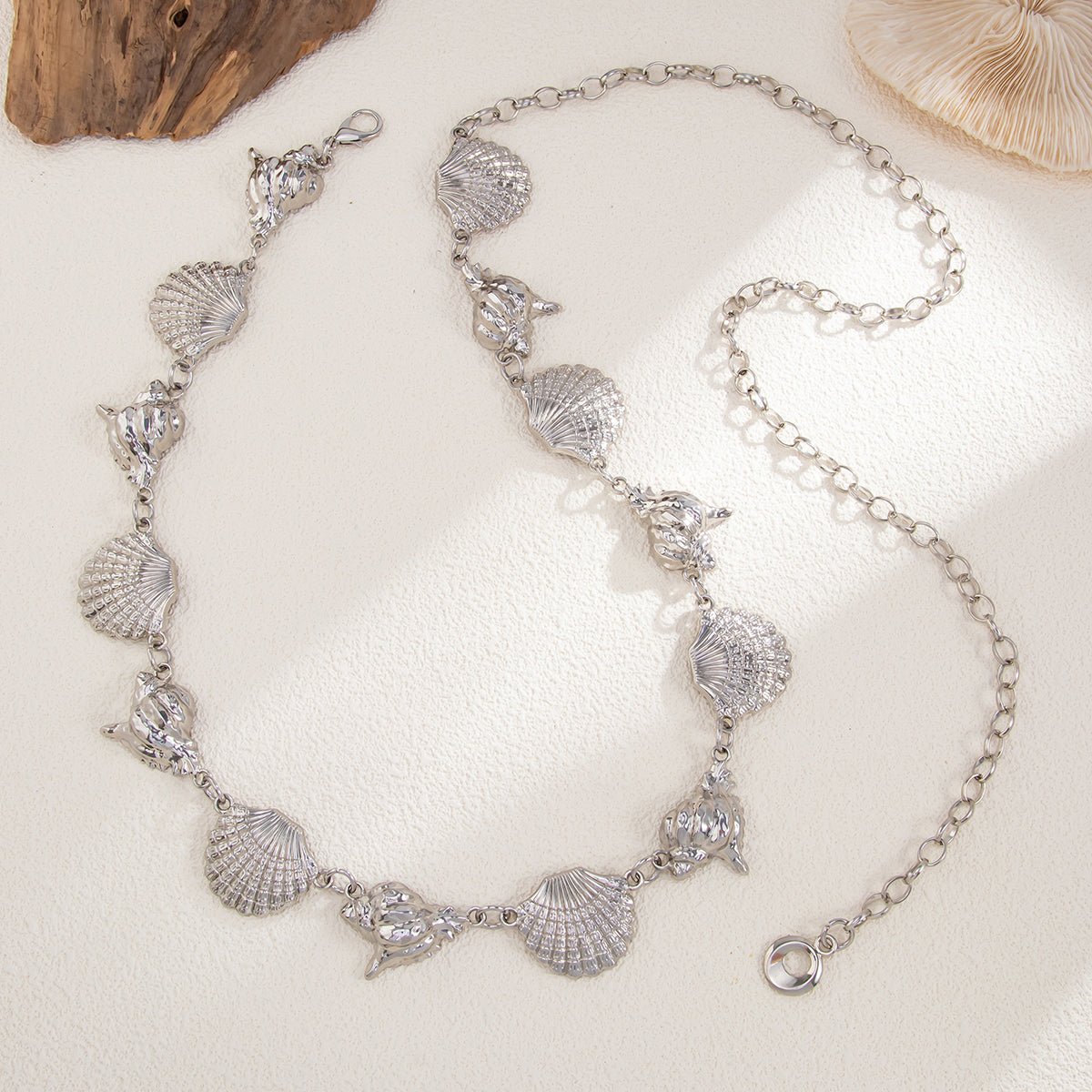 Boho Gold Silver Tone Conch Shell Waist Chain - ArtGalleryZen