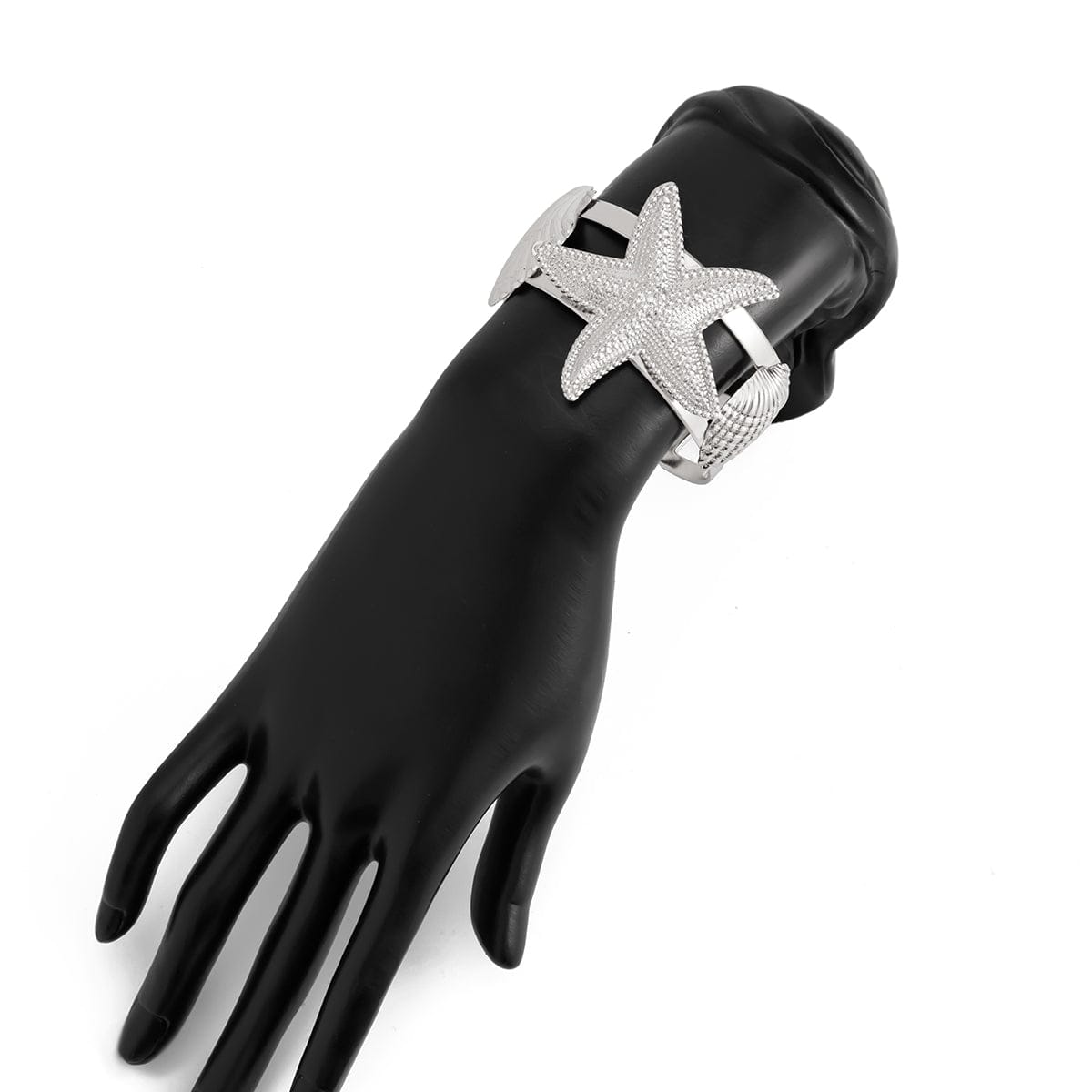 Boho Gold Silver Tone Shell Starfish Hollow Bangle Bracelet - ArtGalleryZen