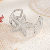 Thumbnail for Boho Gold Silver Tone Shell Starfish Hollow Bangle Bracelet - ArtGalleryZen