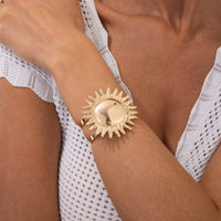 Thumbnail for Boho Gold Silver Tone Sun Arm Cuff - ArtGalleryZen