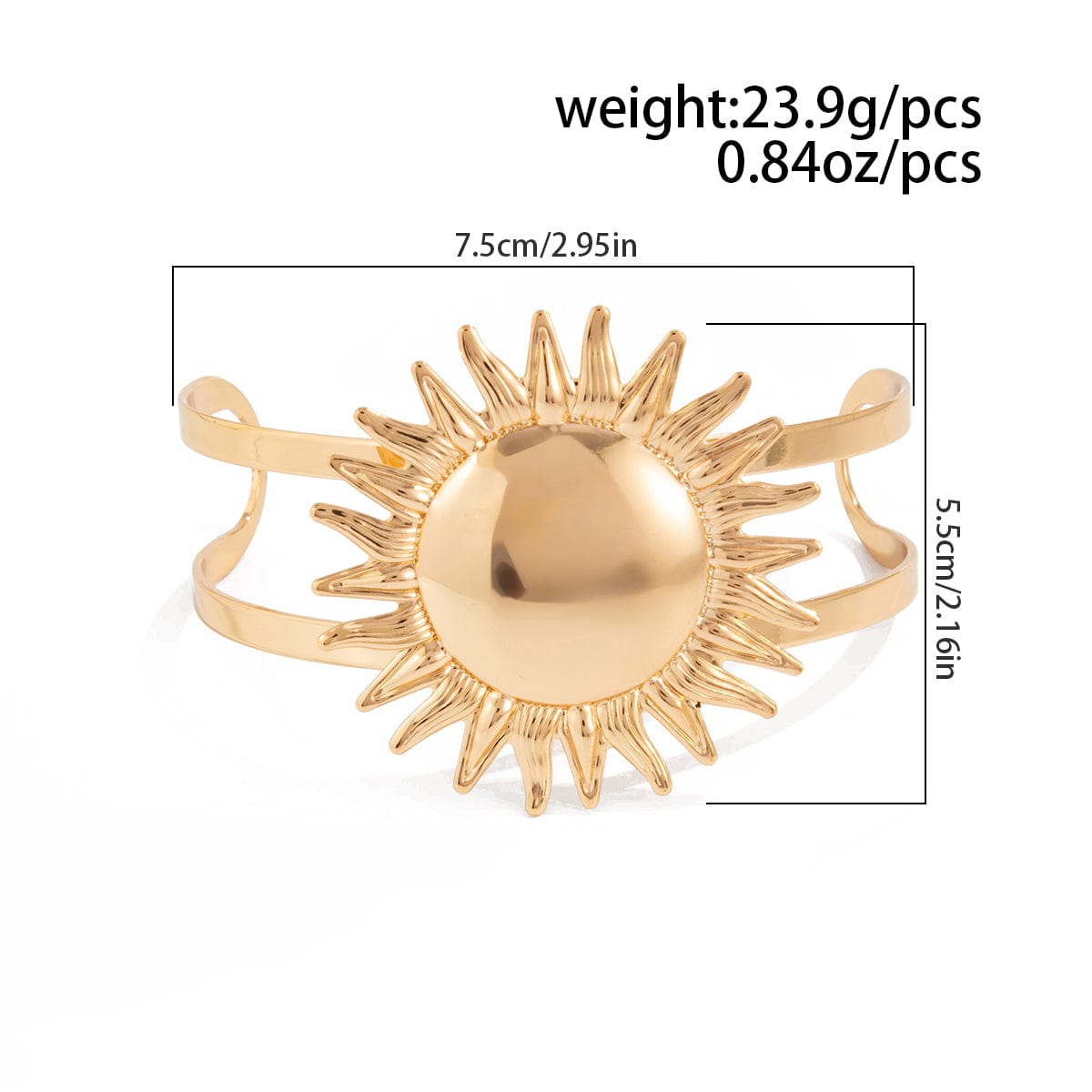 Boho Gold Silver Tone Sun Arm Cuff - ArtGalleryZen