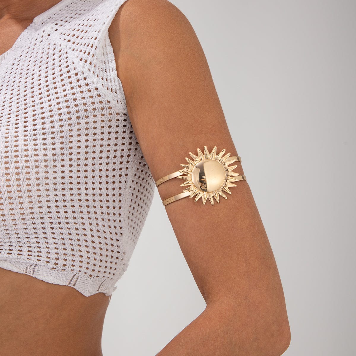 Boho Gold Silver Tone Sun Arm Cuff - ArtGalleryZen