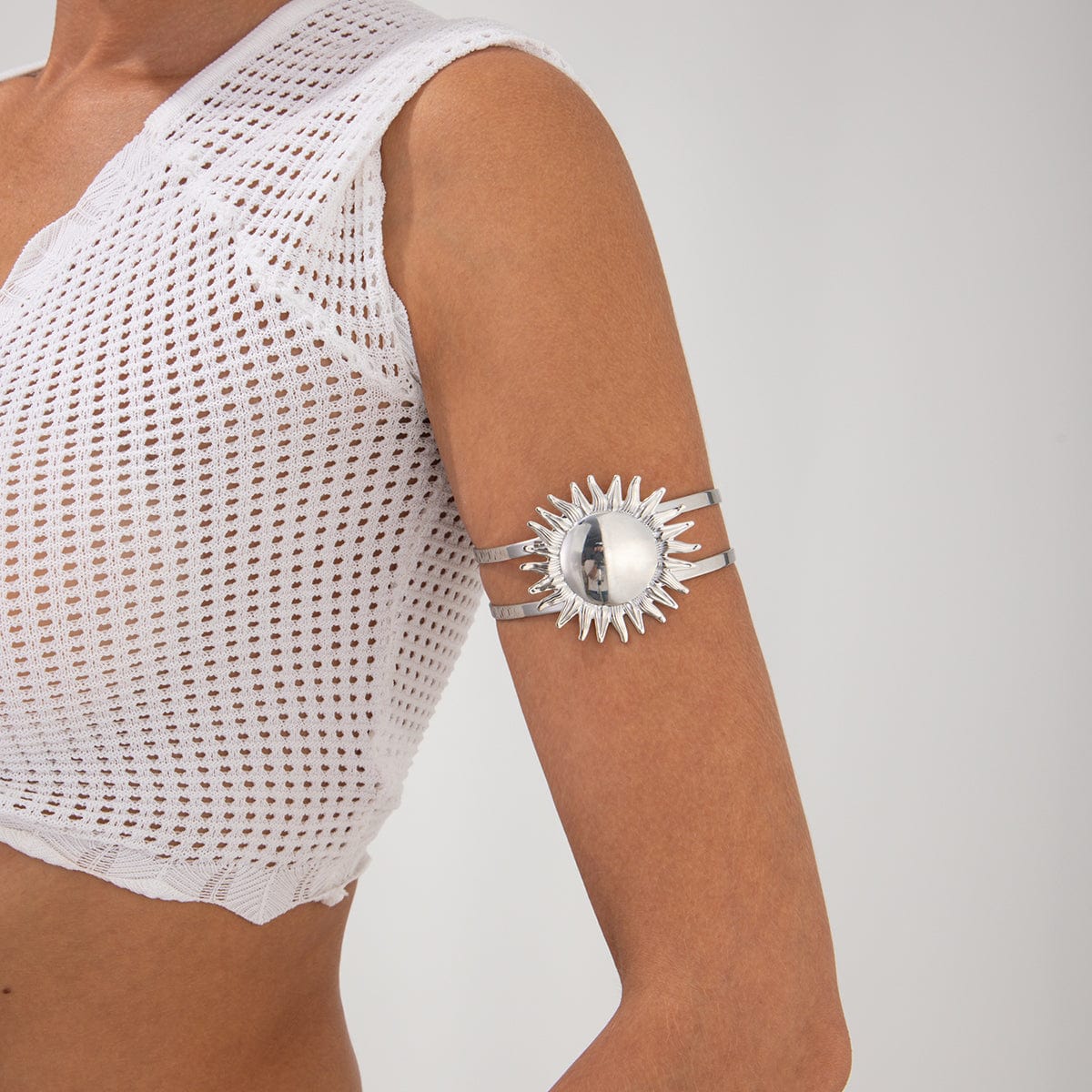 Boho Gold Silver Tone Sun Arm Cuff - ArtGalleryZen