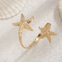 Thumbnail for Boho Gold Silver Tone Textured Starfish Arm Cuff - ArtGalleryZen