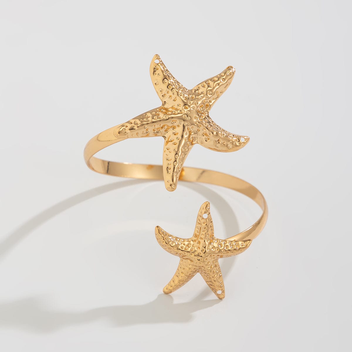 Boho Gold Silver Tone Textured Starfish Arm Cuff - ArtGalleryZen
