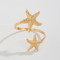 Thumbnail for Boho Gold Silver Tone Textured Starfish Arm Cuff - ArtGalleryZen