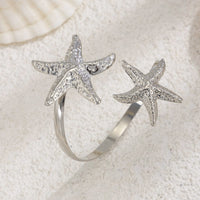 Thumbnail for Boho Gold Silver Tone Textured Starfish Arm Cuff - ArtGalleryZen