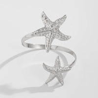 Thumbnail for Boho Gold Silver Tone Textured Starfish Arm Cuff - ArtGalleryZen