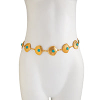 Thumbnail for Boho Gold Tone Turquoise Inlaid Shell Waist Chain - ArtGalleryZen
