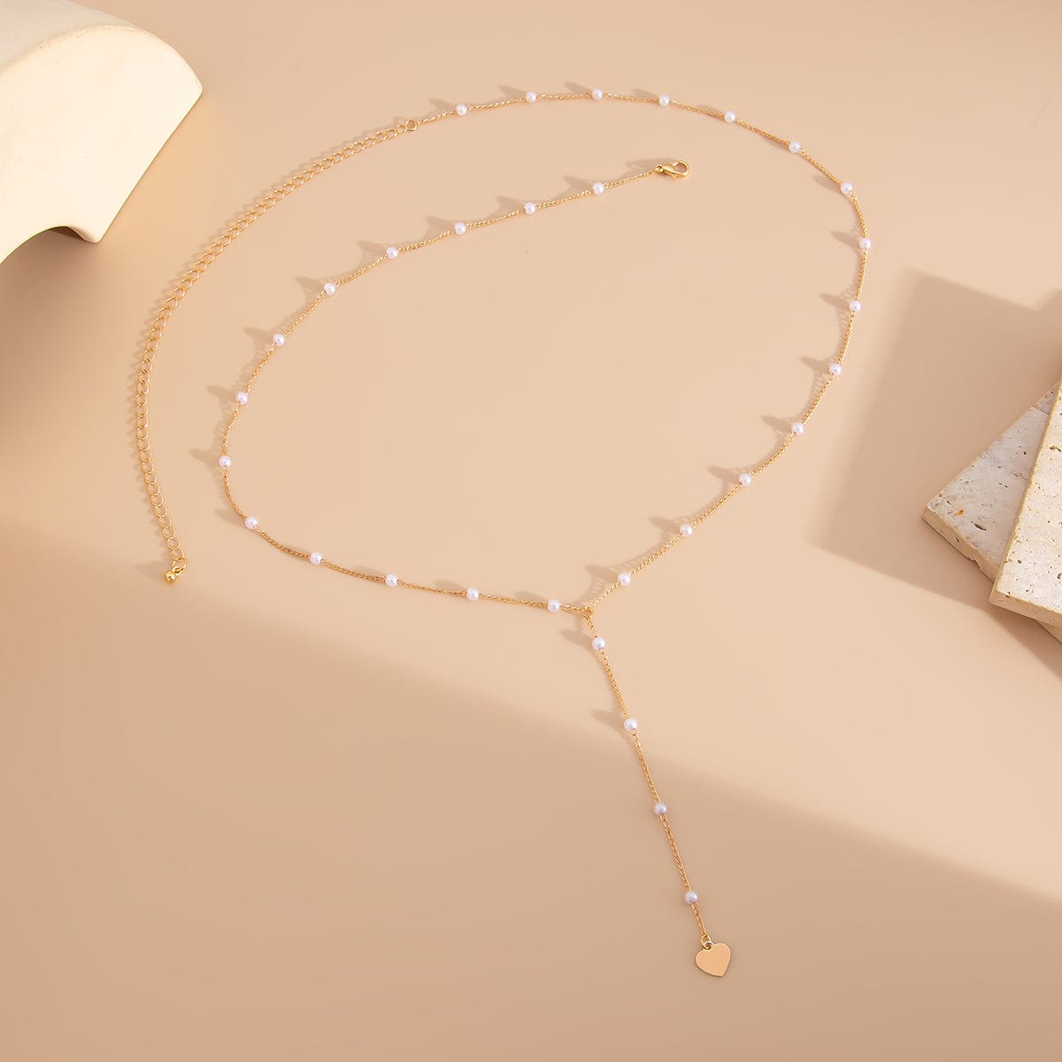 Boho Heart Charm Pearl Waist Chain - ArtGalleryZen