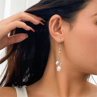 Thumbnail for Boho Hollow Star Pearl Tassel Earrings - ArtGalleryZen