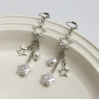 Thumbnail for Boho Hollow Star Pearl Tassel Earrings