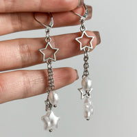 Thumbnail for Boho Hollow Star Pearl Tassel Earrings