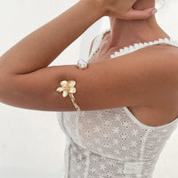 Thumbnail for Boho Irregular Pearl Flower Arm Cuff - ArtGalleryZen