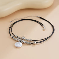 Thumbnail for Boho Irregular Pearl Pendant Wax Cord String Necklace - ArtGalleryZen