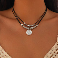 Thumbnail for Boho Irregular Pearl Pendant Wax Cord String Necklace - ArtGalleryZen