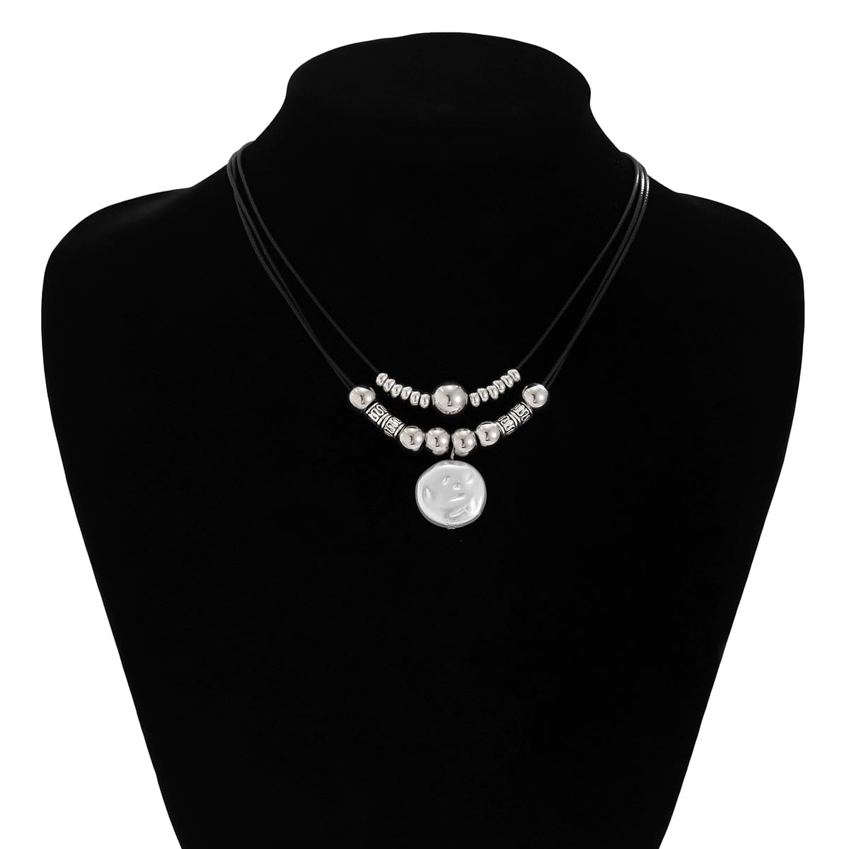 Boho Irregular Pearl Pendant Wax Cord String Necklace - ArtGalleryZen