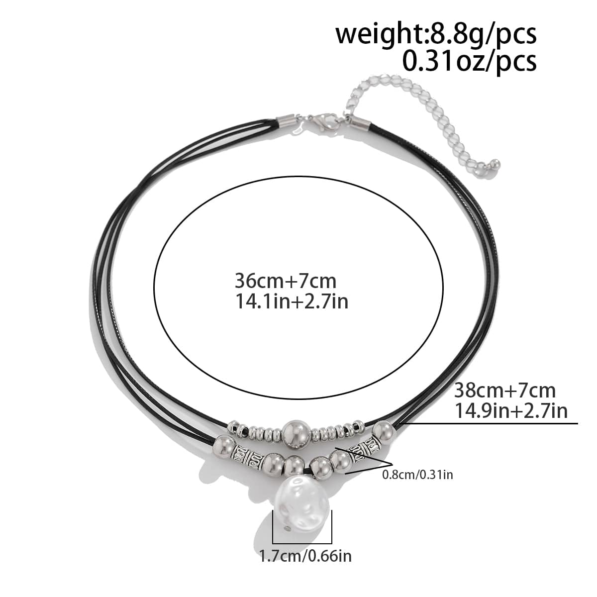 Boho Irregular Pearl Pendant Wax Cord String Necklace - ArtGalleryZen