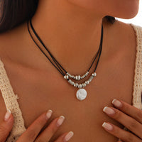 Thumbnail for Boho Irregular Pearl Pendant Wax Cord String Necklace