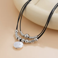 Thumbnail for Boho Irregular Pearl Pendant Wax Cord String Necklace