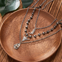 Thumbnail for Boho Layered Bull Boot Cowboy Hat Charm Ball Chain Necklace Set - ArtGalleryZen