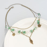 Thumbnail for Boho Layered Butterfly Feather Pendant Turquoise Stone Chain Necklace - ArtGalleryZen