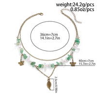 Thumbnail for Boho Layered Butterfly Feather Pendant Turquoise Stone Chain Necklace - ArtGalleryZen