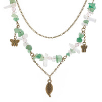 Thumbnail for Boho Layered Butterfly Feather Pendant Turquoise Stone Chain Necklace - ArtGalleryZen