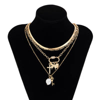 Thumbnail for Boho Layered Butterfly Pearl Pendant Snake Chain Choker Necklace Set - ArtGalleryZen