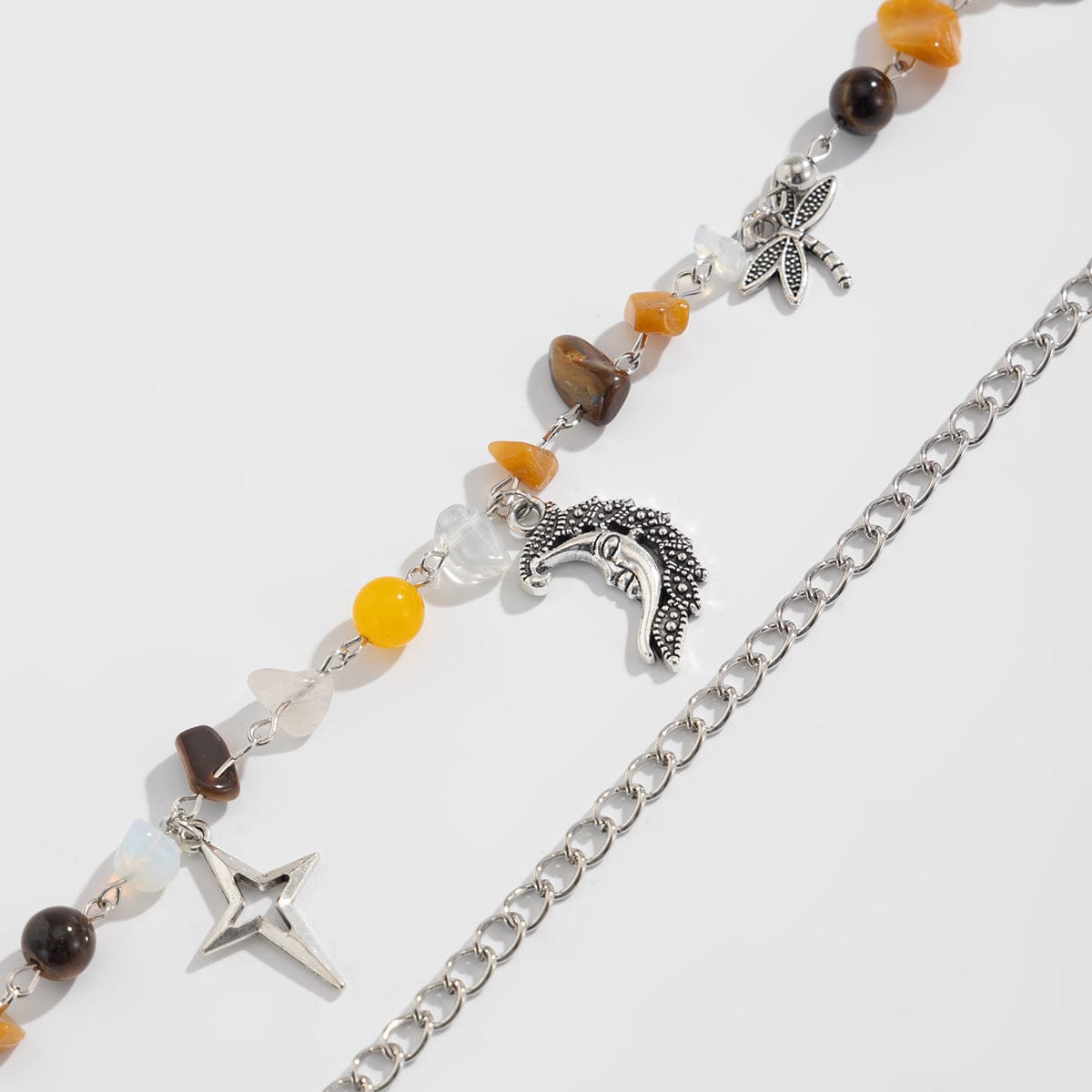 Boho Layered Butterfly Sun Moon Star Charm Turquoise Stone Bag Chain - ArtGalleryZen