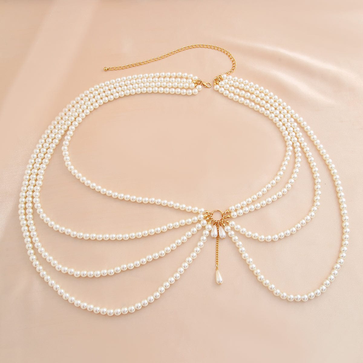Boho Layered Chunky Pearl Waist Chain - ArtGalleryZen