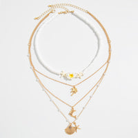 Thumbnail for Boho Layered Coconut Tree Dolphin Shell Flower Pendant Polymer Clay Necklace Set - ArtGalleryZen