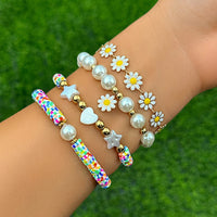 Thumbnail for Boho Layered Colorful Polymer Clay Flower Ball Chain Bracelet Set - ArtGalleryZen